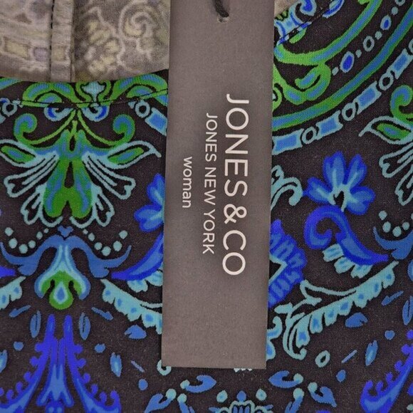 NWT Jones & Co Womens Sleeveless Printed Asymmetrical Dress 1X Rayon/Spandex - Picture 5 of 9